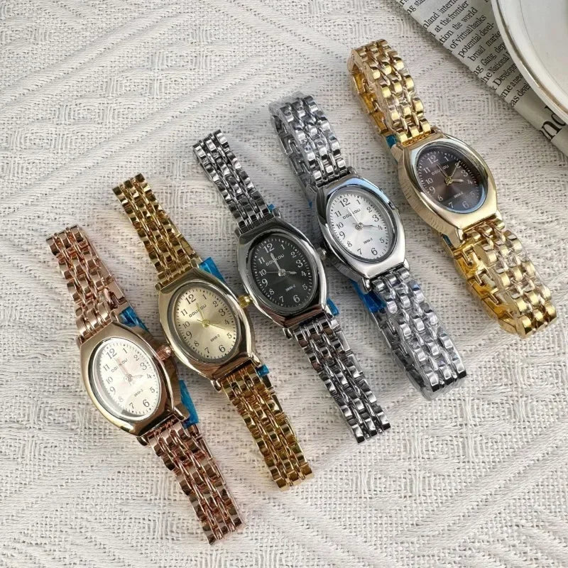 Brand Oval Watches for Women Ladies Gold Steel Strap Quartz Watch Simple and Fashionable Quartz Wristwatches Dropshipping