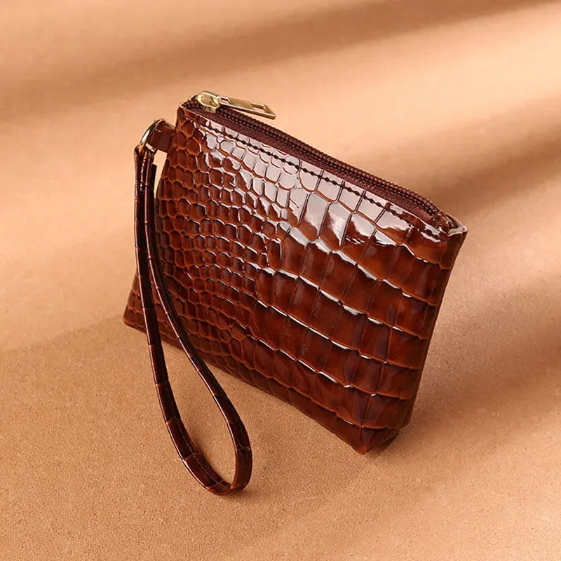 Litchi Pattern Retro Wallet Small Bag  Coin Purse Mini Wallet Female Pu Leather Card Holder Solid Color
