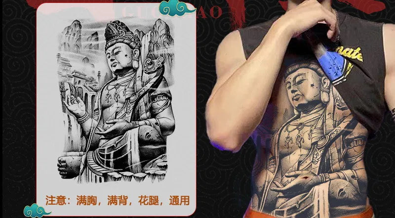 Angel Wings God Tattoo Stickers Realistic Juice Ink Semi Permanent Full Back Body Tattoo Temporary Lasting 2 Weeks Men Adult
