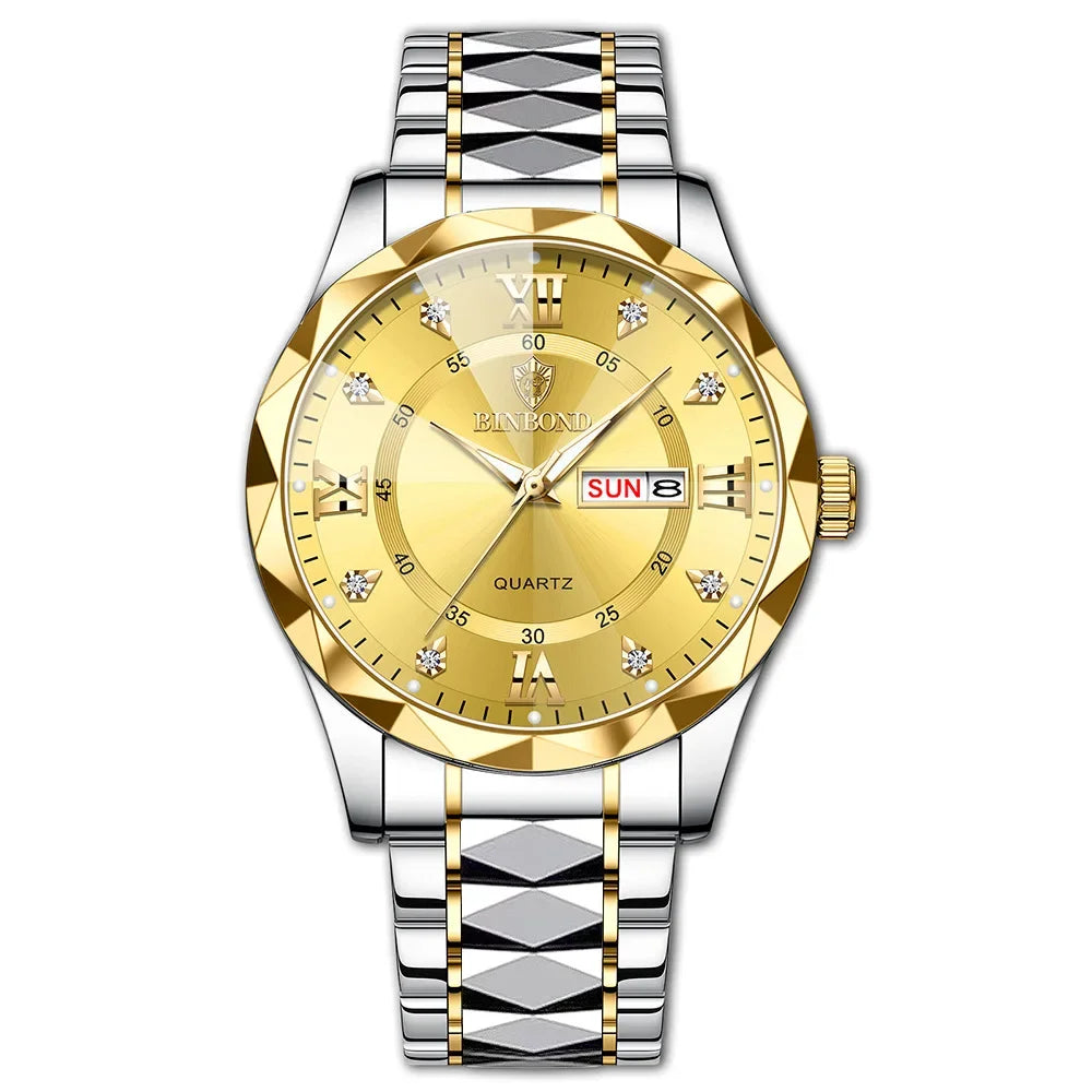 BINBOND B2521 Fashion Casual Business Quartz Men Watches 30M Waterproof Week Date Clock Sport Mens Wristwatch Relogio Masculino