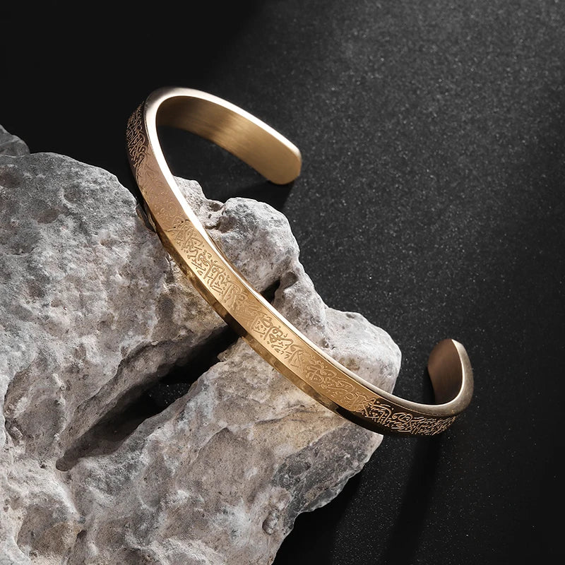 Stainless Steel Ayatul Kursi Cube Pendant Necklace Arabic Islamic Muslim Faith Religious Jewelry Ramadhan Gift for Women