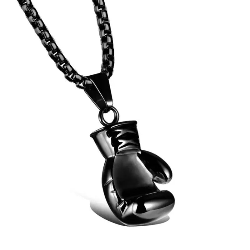 Boxing Gloves Pendant Necklace For Men Gold Color Hip Hop Personality Fitness Exercise Stainless Steel Chain Neck Jewelry Gifts