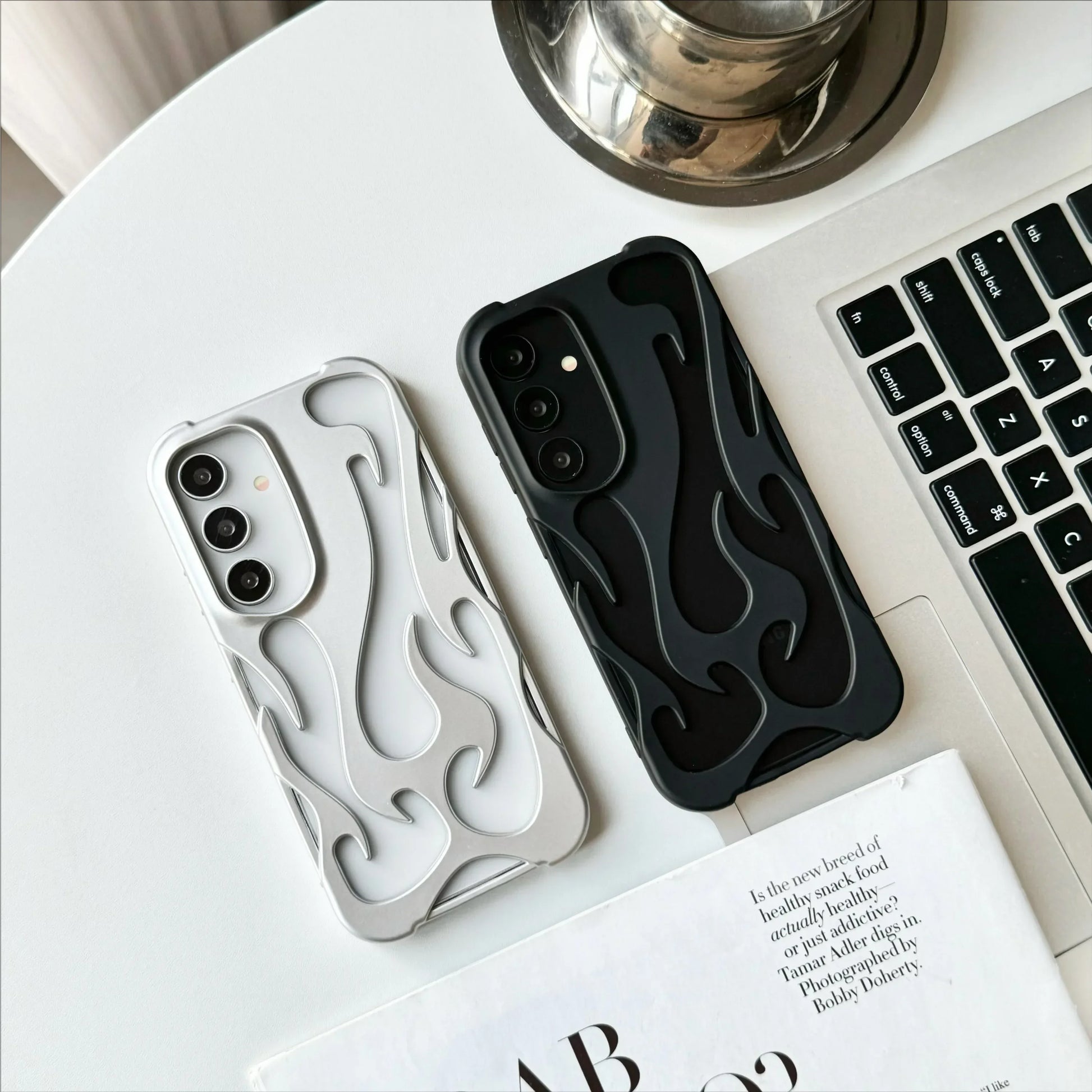 Fashion Hollow Slim Flame Pattern Soft Case For Samsung Galaxy S25 S24 Ultra S22 S23 A54 A55 A16 A15 A14 A06 Shockproof 3D Cover