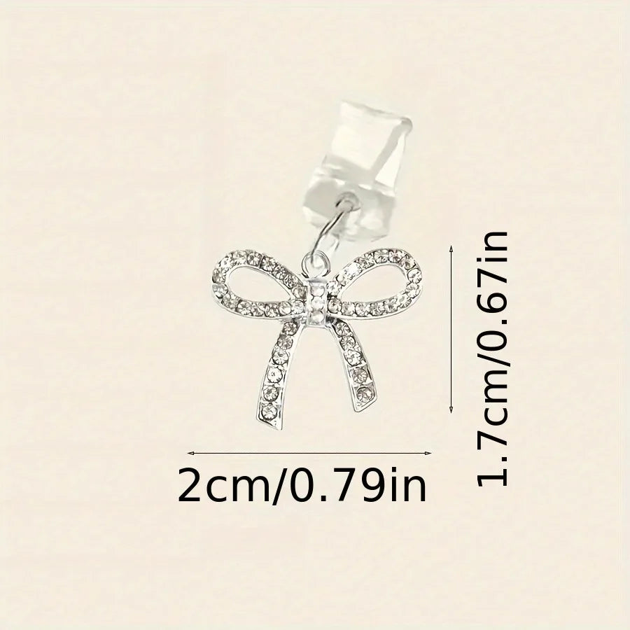 Phone Dust Plug Cute Bow Diamond Phone Accessory Pendant Decoration For IPhone Type-C Charging Interface