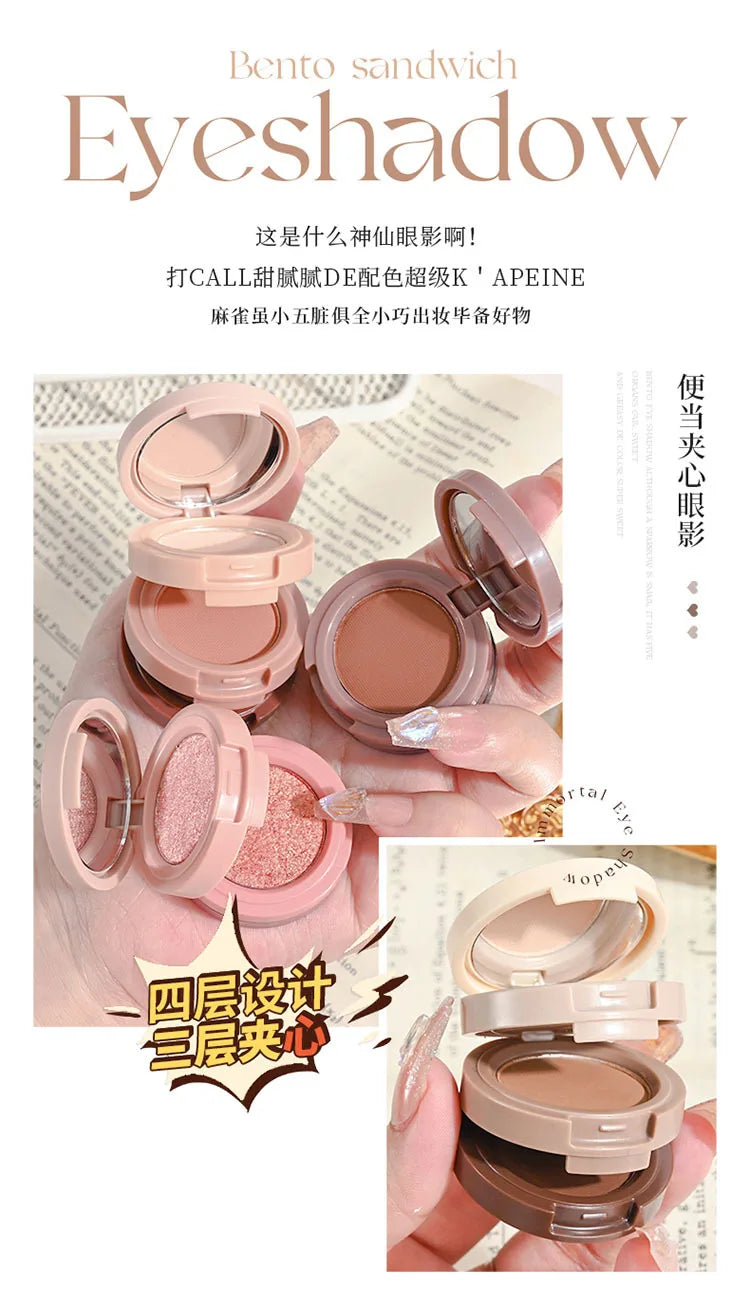3-in-1 Makeup Palette Matte Pearlescent Eyeshadow Blush Highlighter Contouring Three-layer All-in-one Palette Brightening Skin