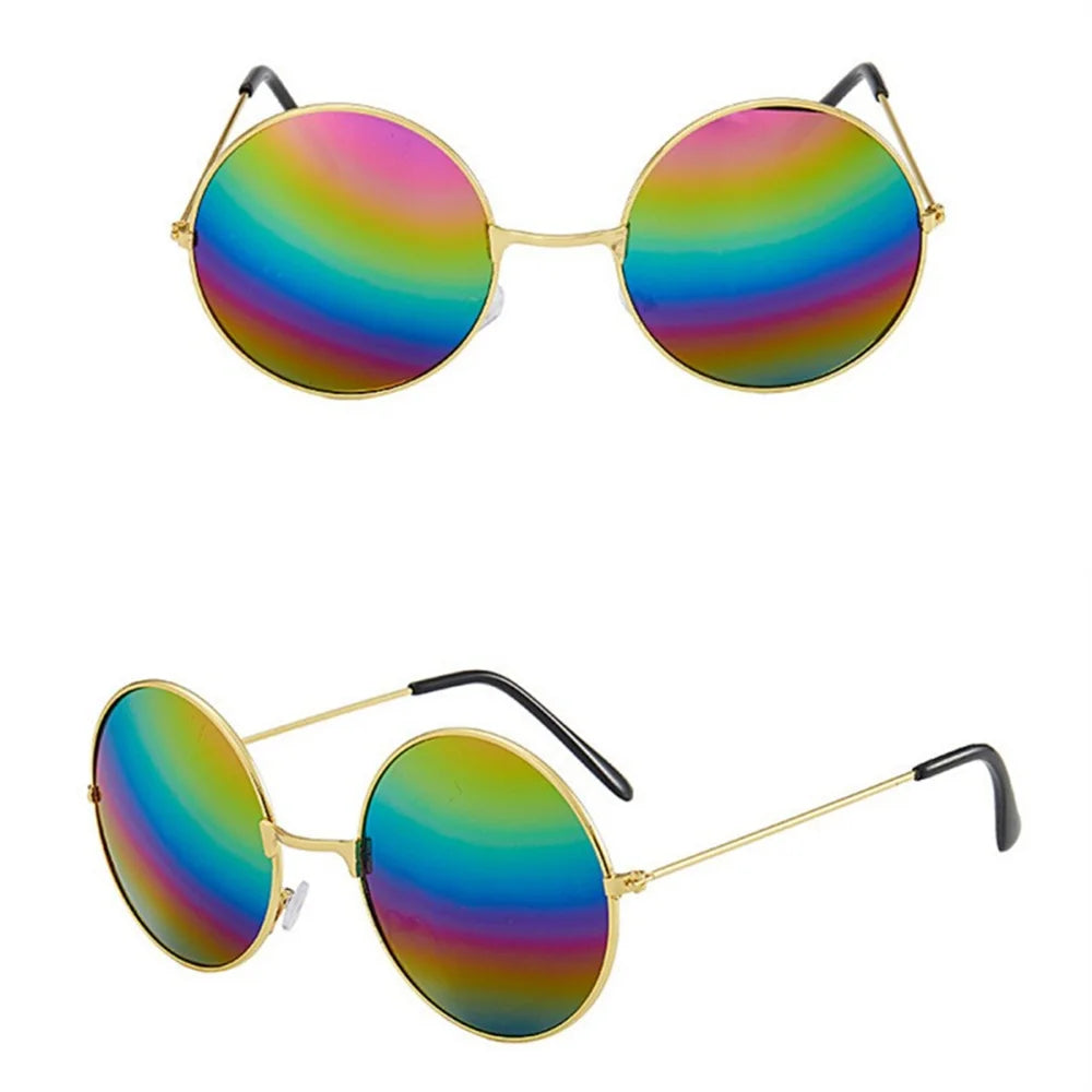 Retro Round Sunglasses For Men Women Metal Hippie Circle Eyeglasses Clear Lens Sun Glasses Goggles Wedding Photo Prop Eyewear