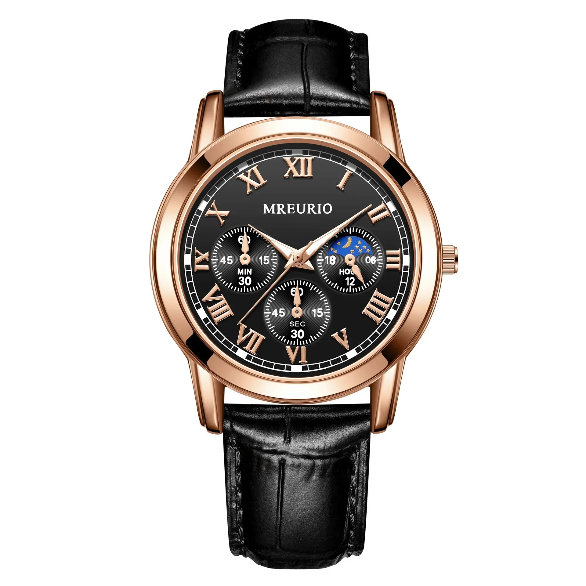 GENEVA High Quality Men's Luxury Belt Fashion Quartz Watch Men Round Business Student Sport Waterproof Glow