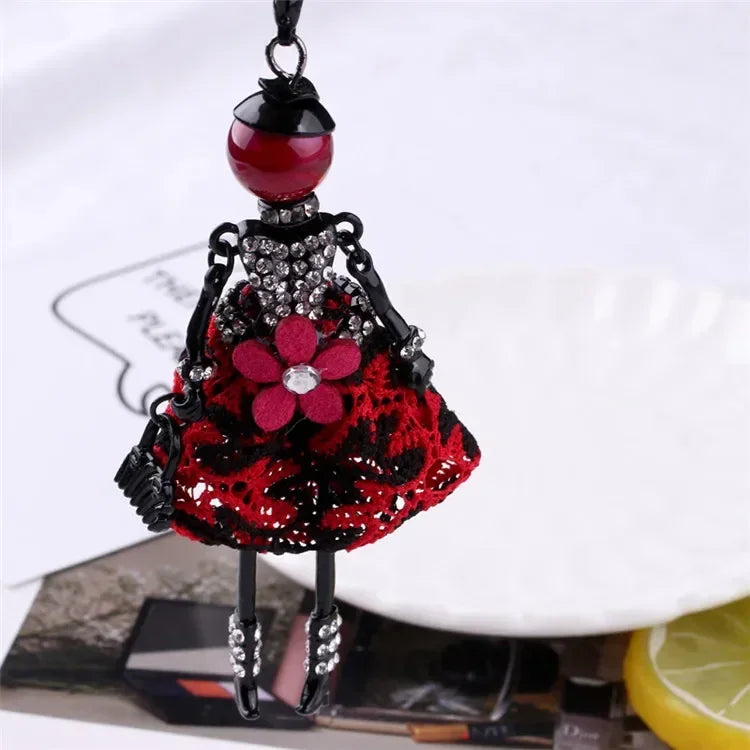 New Women Doll Long Chain Necklace Shining Dress Pendant Handmade Girl Maxi Necklaces & Pendants Brand Hot Fashion Jewelry