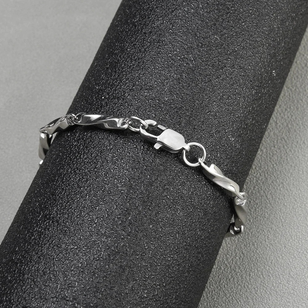 Stainless Steel Men Charm Bracelet Punk Vintage Twisted Woven Bangles for Women Fashion Casual Bracelets Bangle Chains Jewelry