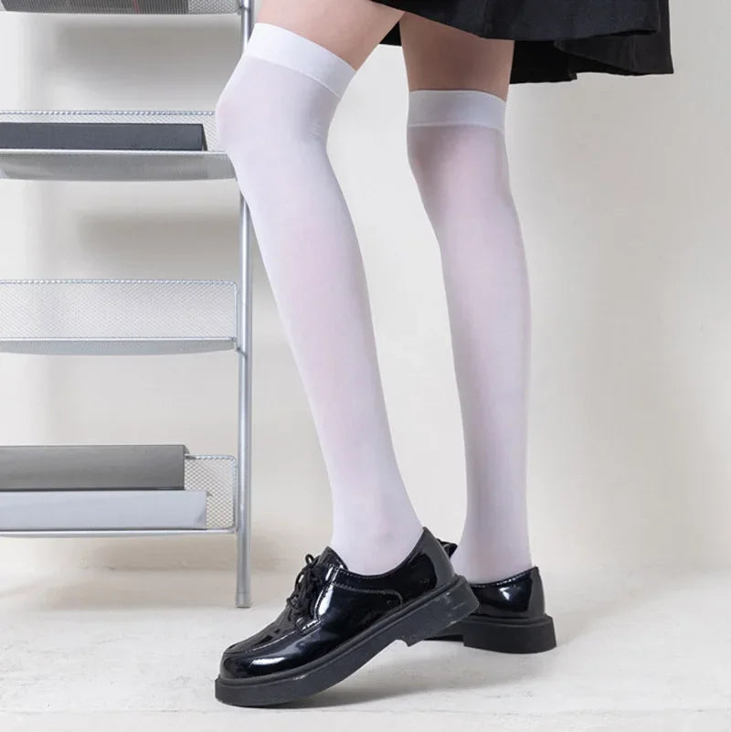 Fashion Black White Soild Color Long Socks Women Over Knee Thigh High Over The Knee Stockings Lolita Ladies Girls Warm Knee Sock