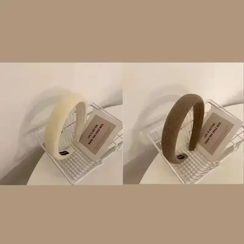 Fashion Padded Headbands For Women Wide Velvet Bezel Hair Band Hair Hoop Girl Sponge Thick Solid Color Hair Accessories Headwear