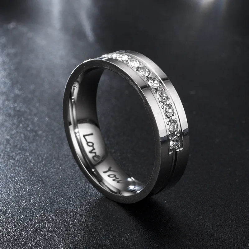 Fashion Women Men Titanium Steel Ring Classic Letter I Love You Rings Gold Color Jewelry for Couple Weeding Gift Accessories