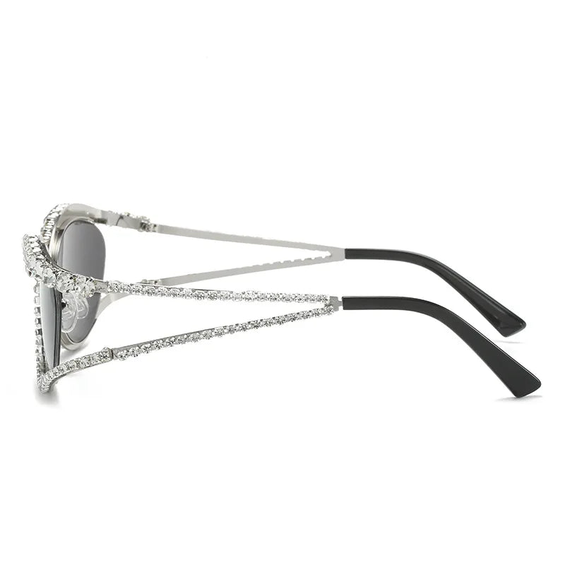 2023 Fashion Luxury Crystal Shiny Sunglasses Women Sexy Cat Eye Rhinestone Party Elegant Sun Glasses Female Shades Oculos De Sol