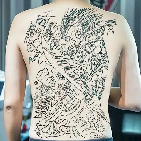 Lasting Angel Fake Tattoo Full Back Traditional Art Tattoo Sticker Punk Snake Temporary Tattoos Waterproof Tatuajes Temporales