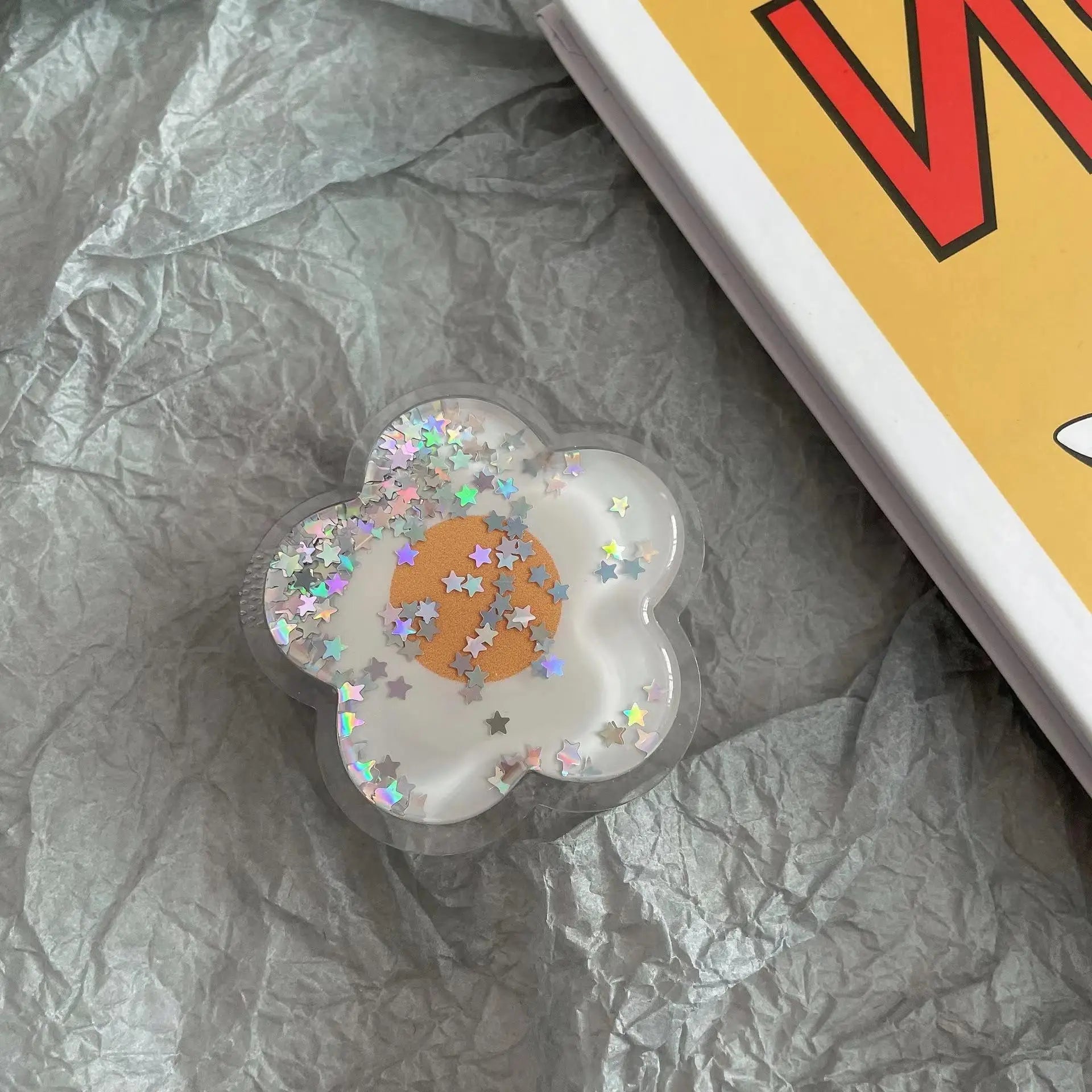 Cartoon Glitter Flowers Liquid Quicksand Phone Grip Stand Holder For iPhone Samsung Huawei Xiaomi Universal Finger Ring Bracket