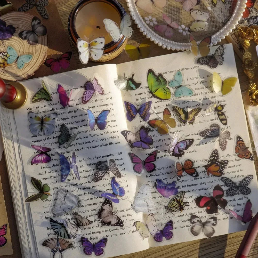 40sheets/pack Vintage Gilding butterfly Notebook Decorative Stickers Decorative Stickers For Scrapbooking Label Diary