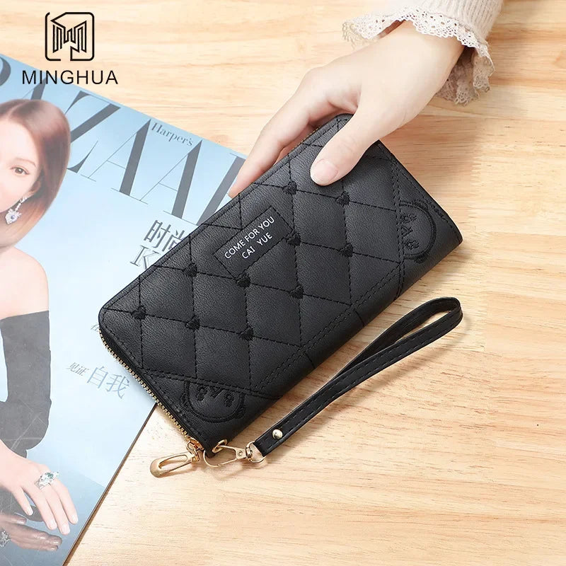 New Wallet Women's European and American Card Bag Zipper Handbag Embroidered Mobile Phone Bag