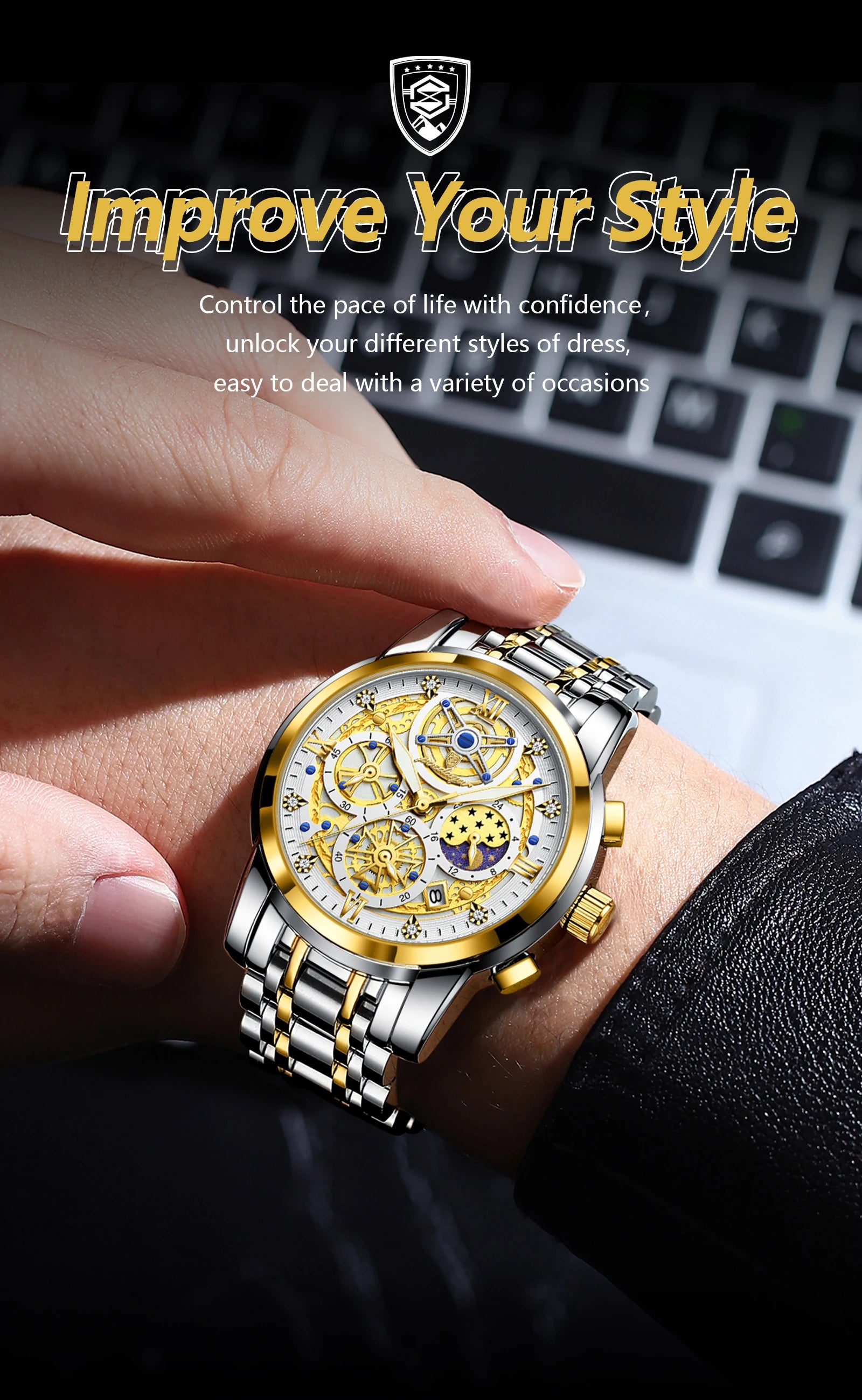 POEDAGAR Luxury Watch For Men Original Waterproof Luminous Date Man Clock Chronograph Stainless Steel Quartz Men's Watches Reloj