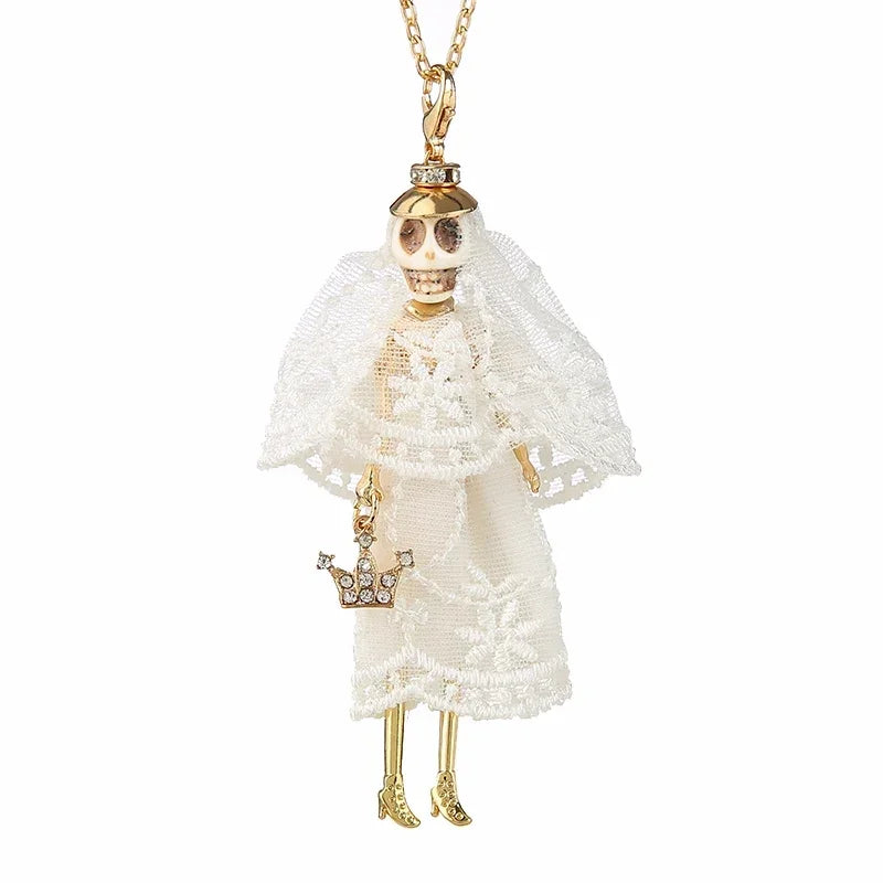 New Women Doll Long Chain Necklace Shining Dress Pendant Handmade Girl Maxi Necklaces & Pendants Brand Hot Fashion Jewelry