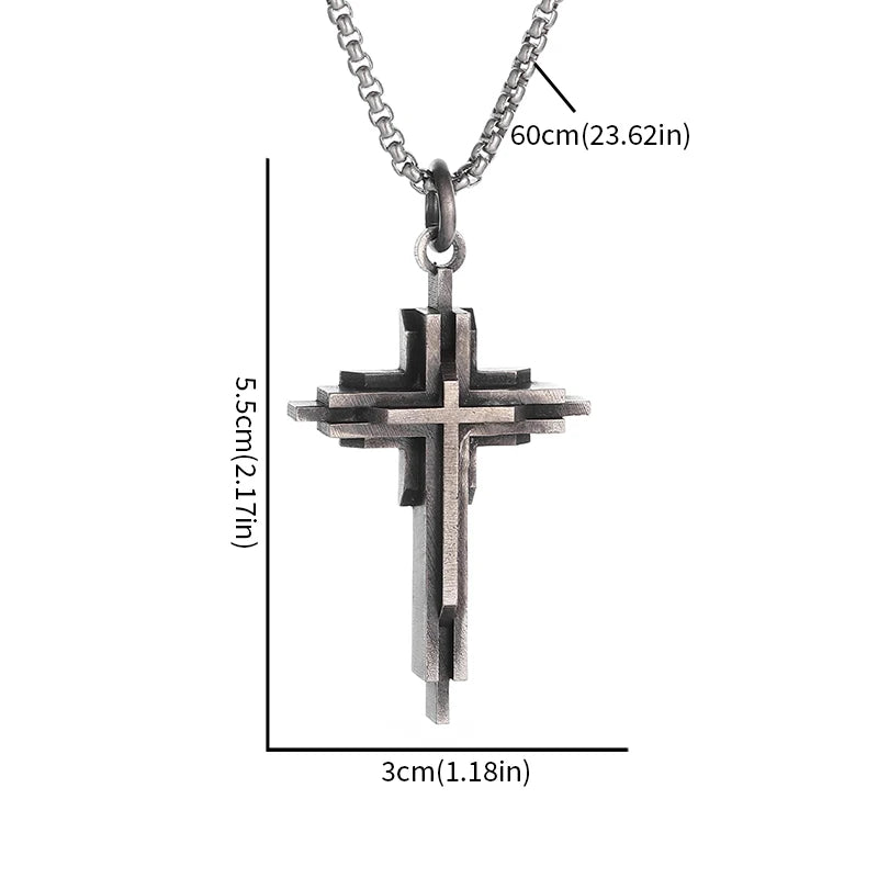 Vintage Catholic Cross Pendant Necklace Men Women Christian Believers Prayer Amulet Jewelry