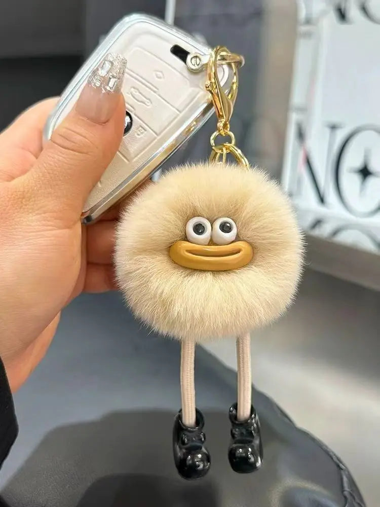 Cute Big Eyes Plush Toys Keychain Cartoon Briquettes Keychain Briquettes Car Keychain Pendant Korean Plush School Bag Pendant