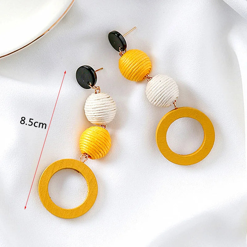 New Women Dangle Earrings Yellow Metal Pendants Geometric Imitation Pearl Drop Earrings Korean Fashion Ear Jewelry pendientes