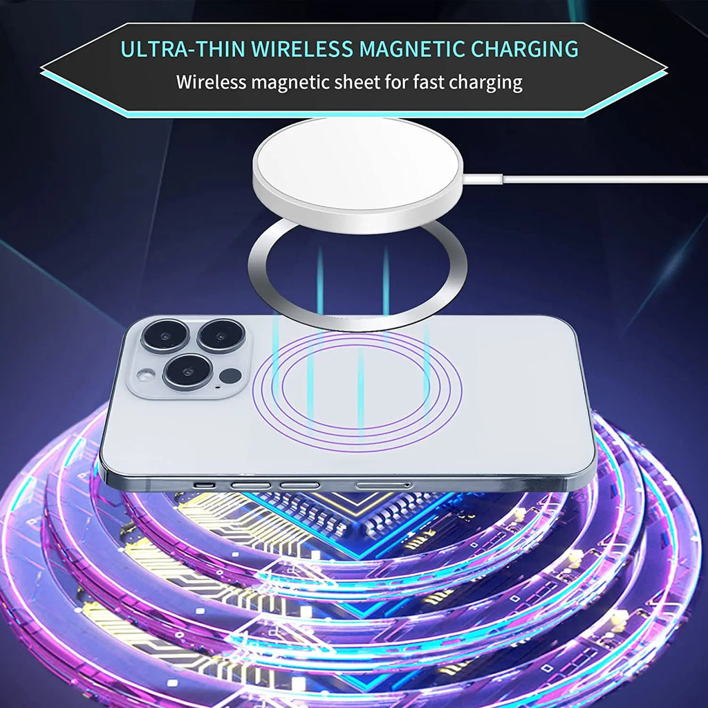 1-5PCS Metal Plate Ring for Magsafe Wireless Charging Iron Sheet Stickers Magnet Car Phone Holder Adhesive Disk for IPhone 14 15