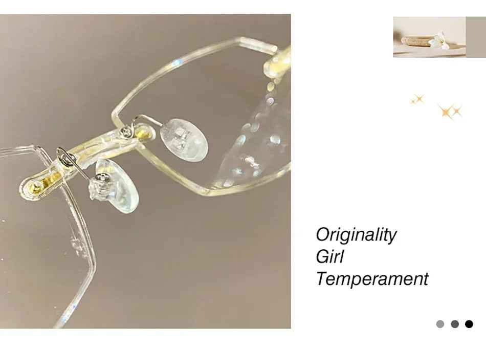 New Rimless Diamond Cutting Presbyopic Glasses Ladies Anti Blue Light Ultra Light Reading Glasses +1.0+1.5+2.0+2.5+3.0+3.5+4.0