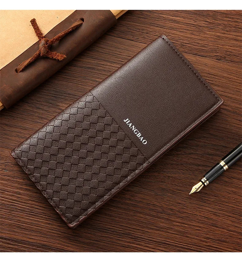 High-quality  Long Wallets for Men Brown Leather Rfid Blocking Bifold Slim Wallet Man Cash Envelope Zipper Coin Pouch  도매