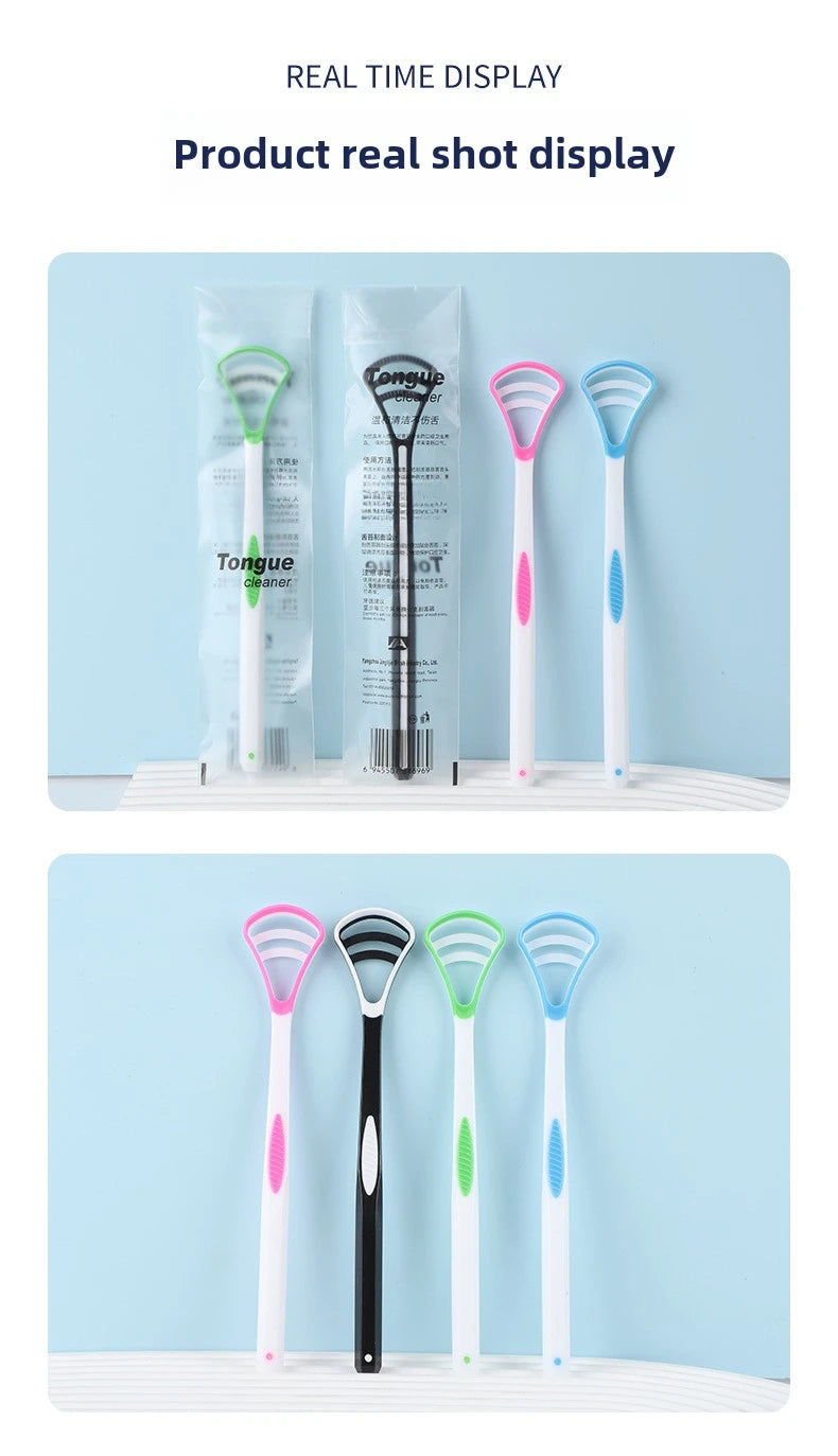 1PCS Silicone Tongue Scraper With Ergonomic Handle Double-sided Fresher Breath Tongue Cleaning Brush Oral Hygiene Tool Wholesale