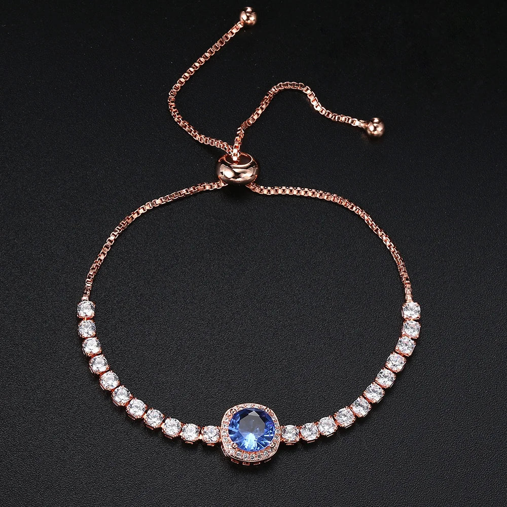 Sparkling Ajustable Tennis Bracelets For Women Men Punk Square Cubic Zirconia Hand Chain Rose Gold Plated Jewelry Gift KCH086