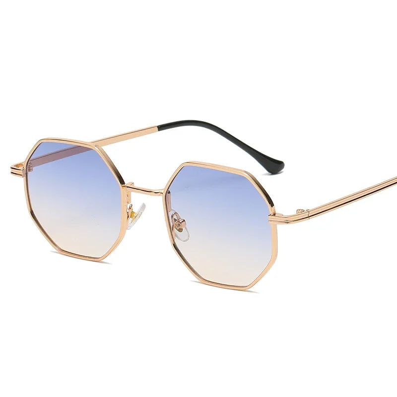 Polygon Metal Sunglasses Vintage Frame For Women Sunglasses Men Luxury Brand Design Sun Glasses Women Mirror Gafas De Sol Uv400