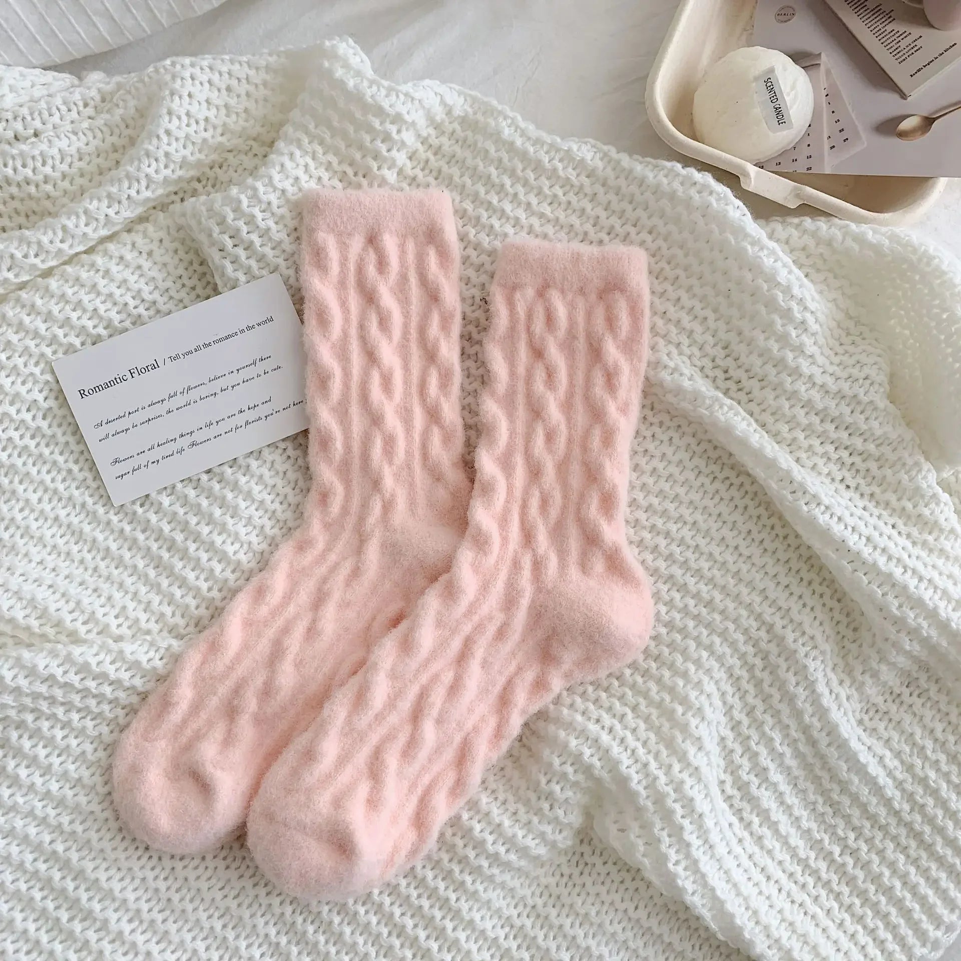 Winter Warm Coral Fleece Socks Women Solid Loose Sleeping Sock Velvet Home Fluffy Stocking Thicken Thermal Sox Calcetines