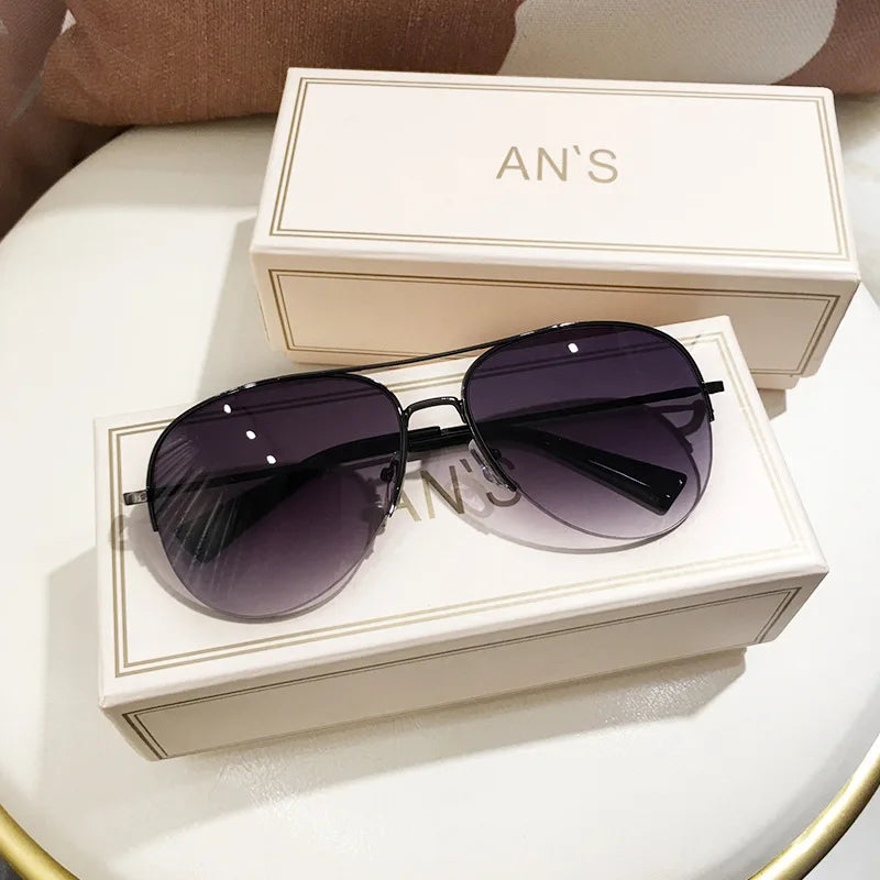 Fashion Gradient Sunglasses for Men Big Frame Pilot Sun Glasses Brand Design Anti-reflective