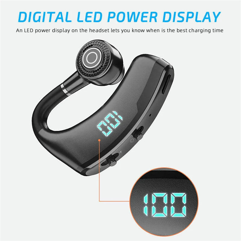 Bluetooth 5.2 Earphone Ear Hook Wireless Headset LED Display Business Headphone HiFi Stereo Waterproof Earbud for Xiaomi iPhone