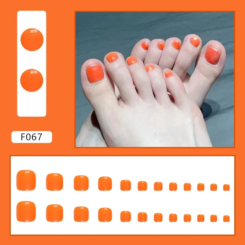 Shell Pattern Press on Nails Fake Nails Tips with Sticker False Toenail Design Butterfly Lovely Girl False Toenail