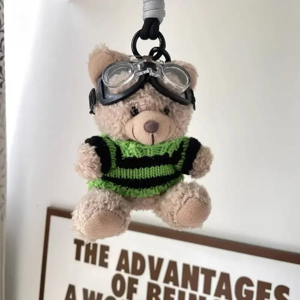 Creative Small Bear Keychain Plush Brown Cute Bear With Clothes Cartoon Panda Doll Key Chains Bag Pendant Couple Keyrings Gifts