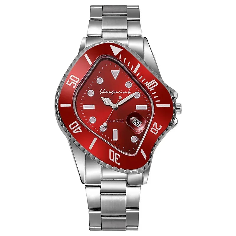 Irregular Watch for Men Unusual Conceptual Reloj Crash Melting Twist Case Quartz Wristwatch Male Man Green Black Clock Masculino