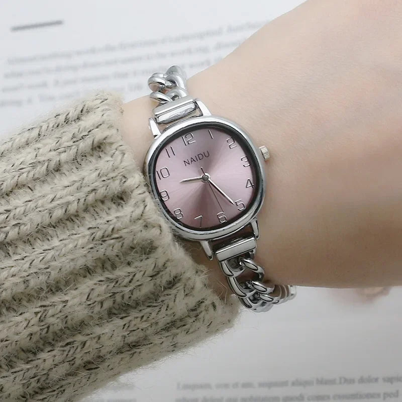 Brand Oval Dial Quartz Watch Korean Version Simple and Fashion Women's Bracelet Wristwatch Luxury Gift Small Green Watches