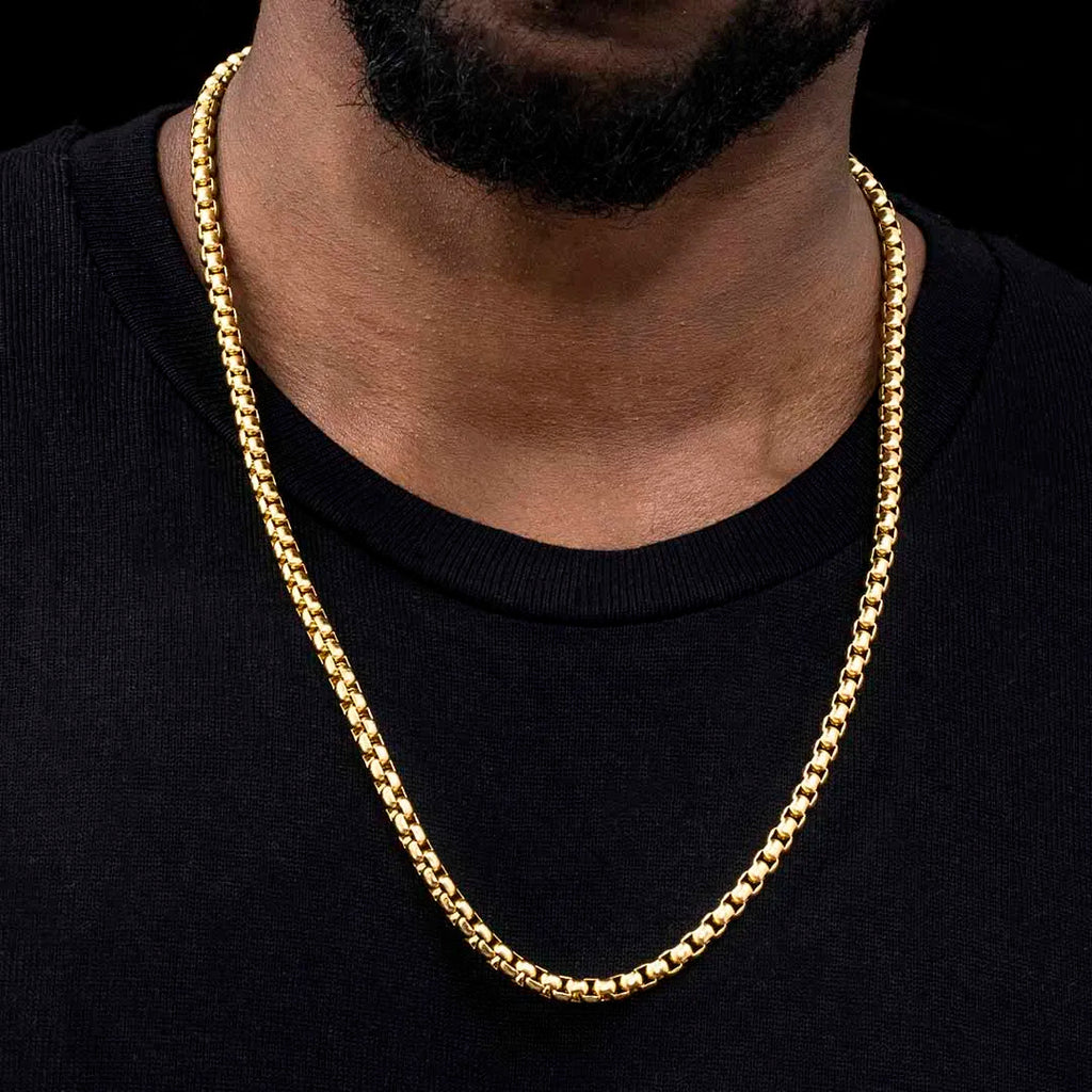 Stainless Steel Round Box Chain For Men Boys Square Rolo Necklace Women Hip Hop Jewelry Gifts Width 3mm Length 60cm C021