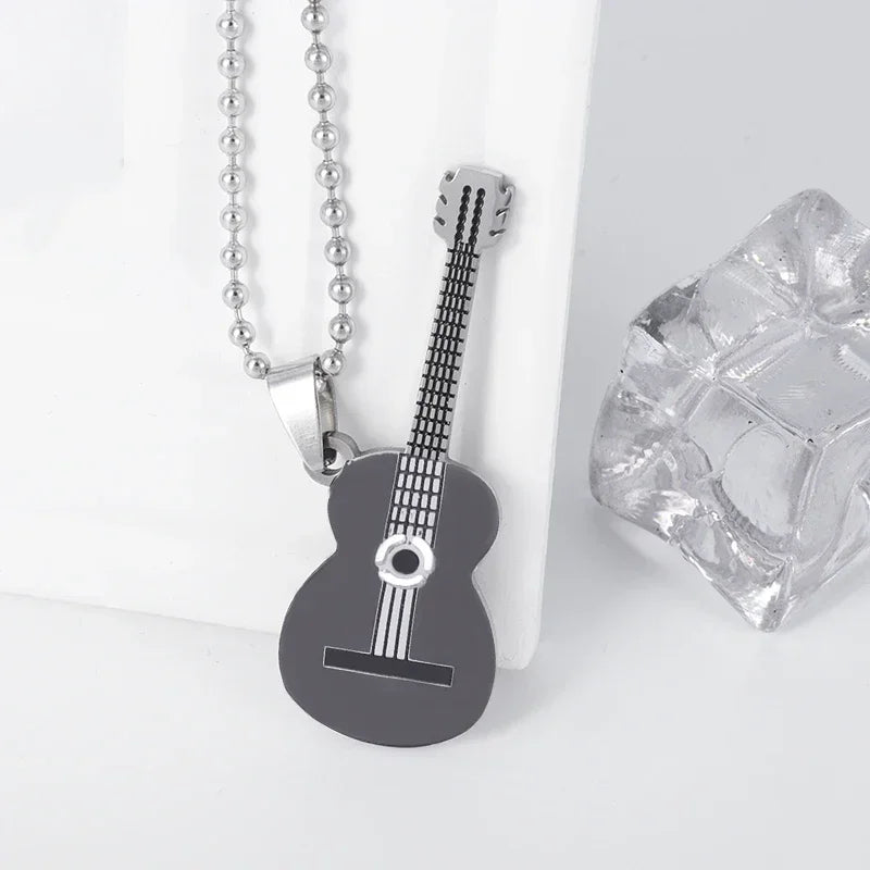 Cool Titanium Steel Dumbbell Pendant Necklace Barbell Fitness Pendant Men and Women Leisure Sports Punk Jewelry