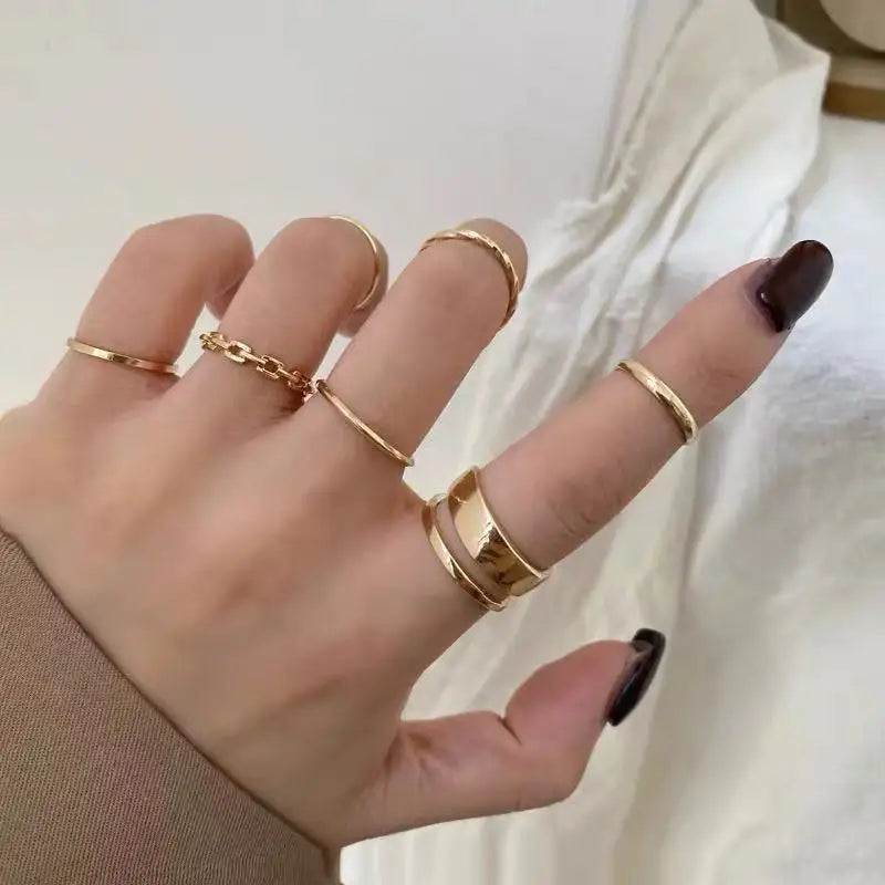 1/7PCS Simple Fashion Retro Bow Adjustable Finger Rings Personality Bowknot Rings Women Jewelry