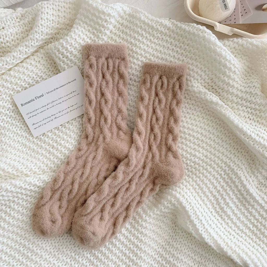 Winter Warm Coral Fleece Socks Women Solid Loose Sleeping Sock Velvet Home Fluffy Stocking Thicken Thermal Sox Calcetines