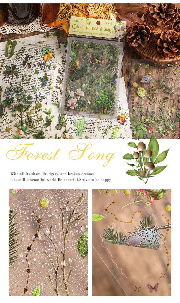 1pack Transparent Flowers Plants PET Decorative Stickers Diary Scrapbooking Material Deco Album Stationery Stickers