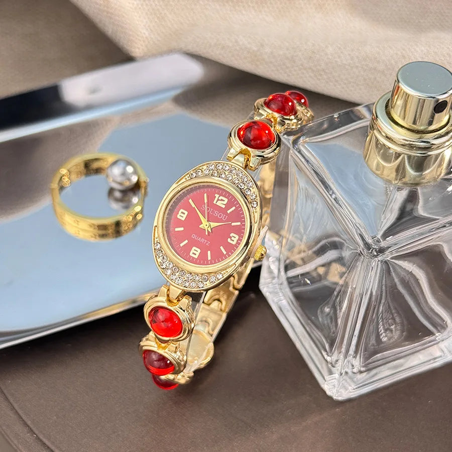 Luxury Bracelet Women Watches New Ladies Yuanbao Shaped Rhinestone Inlaid Women's Quartz Wristwatch Fashion Watches Dropshipping