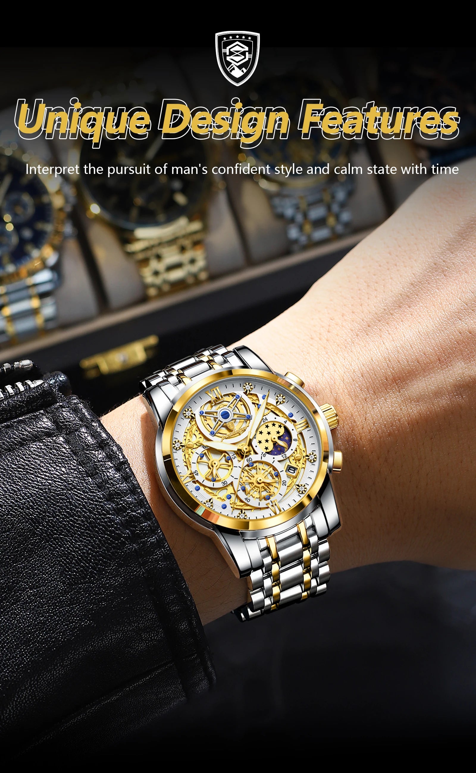 POEDAGAR Luxury Watch For Men Original Waterproof Luminous Date Man Clock Chronograph Stainless Steel Quartz Men's Watches Reloj