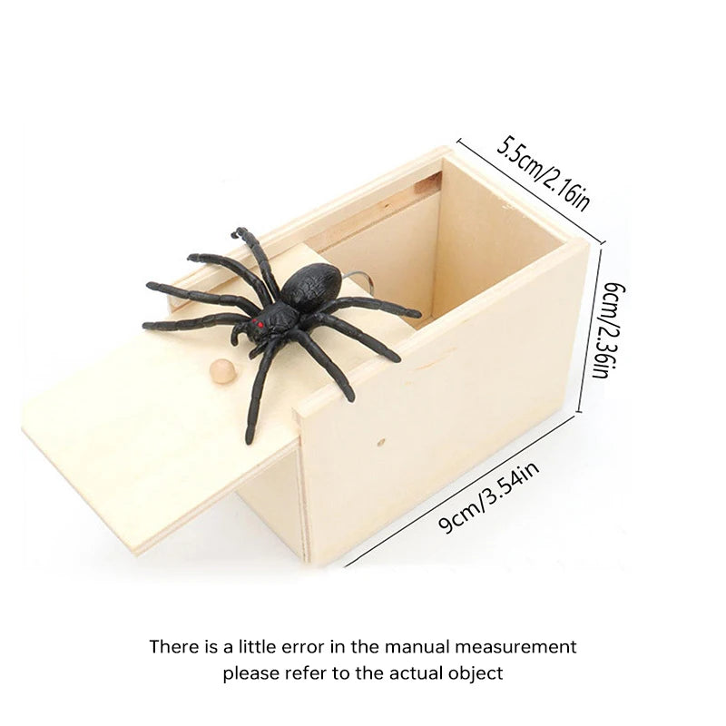 Simulation Spider With Wooden Box Kids Favors Tricky Prank Joke Toy Haunted House Horror Props Halloween Party Decor Supplies