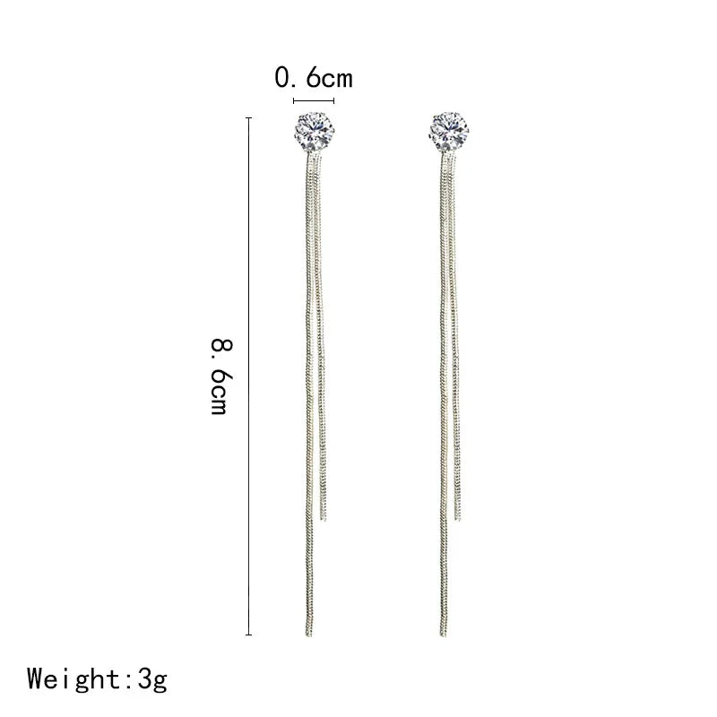 Fashion Crystal Long Tassel Dangle Earrings for Women Elegant Temperament Drop Earing Trend Jewelry Gift Multiple wearing method