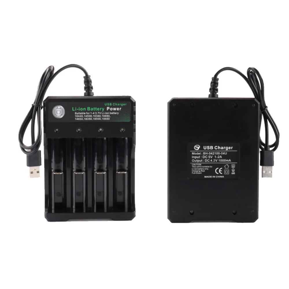 2 3 4 Slot 18650 Charger LiIon Battery 4.2V USB Independent Charging Portable Electronic 18500 16340 14500 26650 Battery Charger