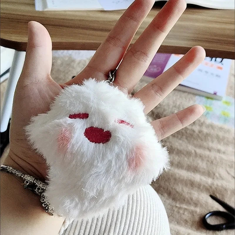 Game Genshin Hu Tao Ghost Cosplay Keychain Cute Plush Stuffed Doll Key Chain Fluffy Soft Pendant Keyring Bag Accessories